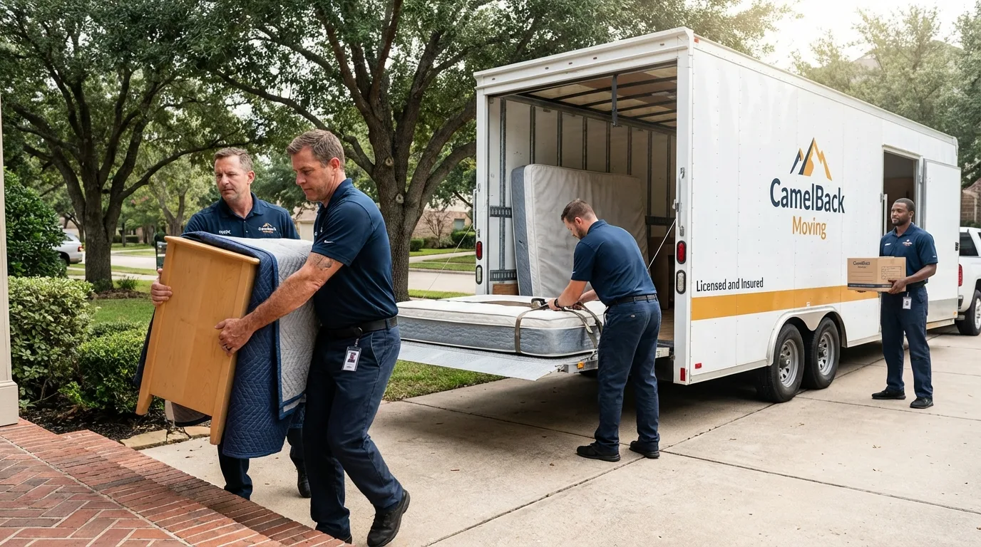 Crew loading residential truck for cross-state move from Clark, SD