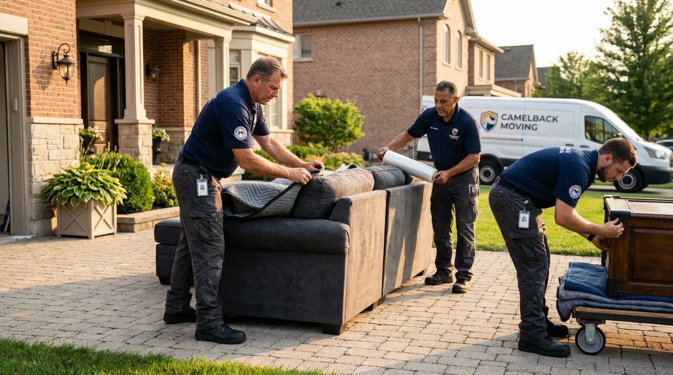 Large estate moving crew wrapping furniture in Clark, SD